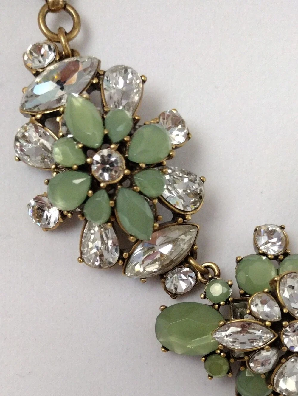 J. Crew Rhinestones Key Lime Accents Statement Necklace